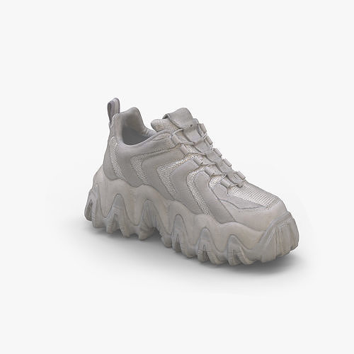 Clunky White Dad Sneaker Shoe Scan Low-poly 3D model