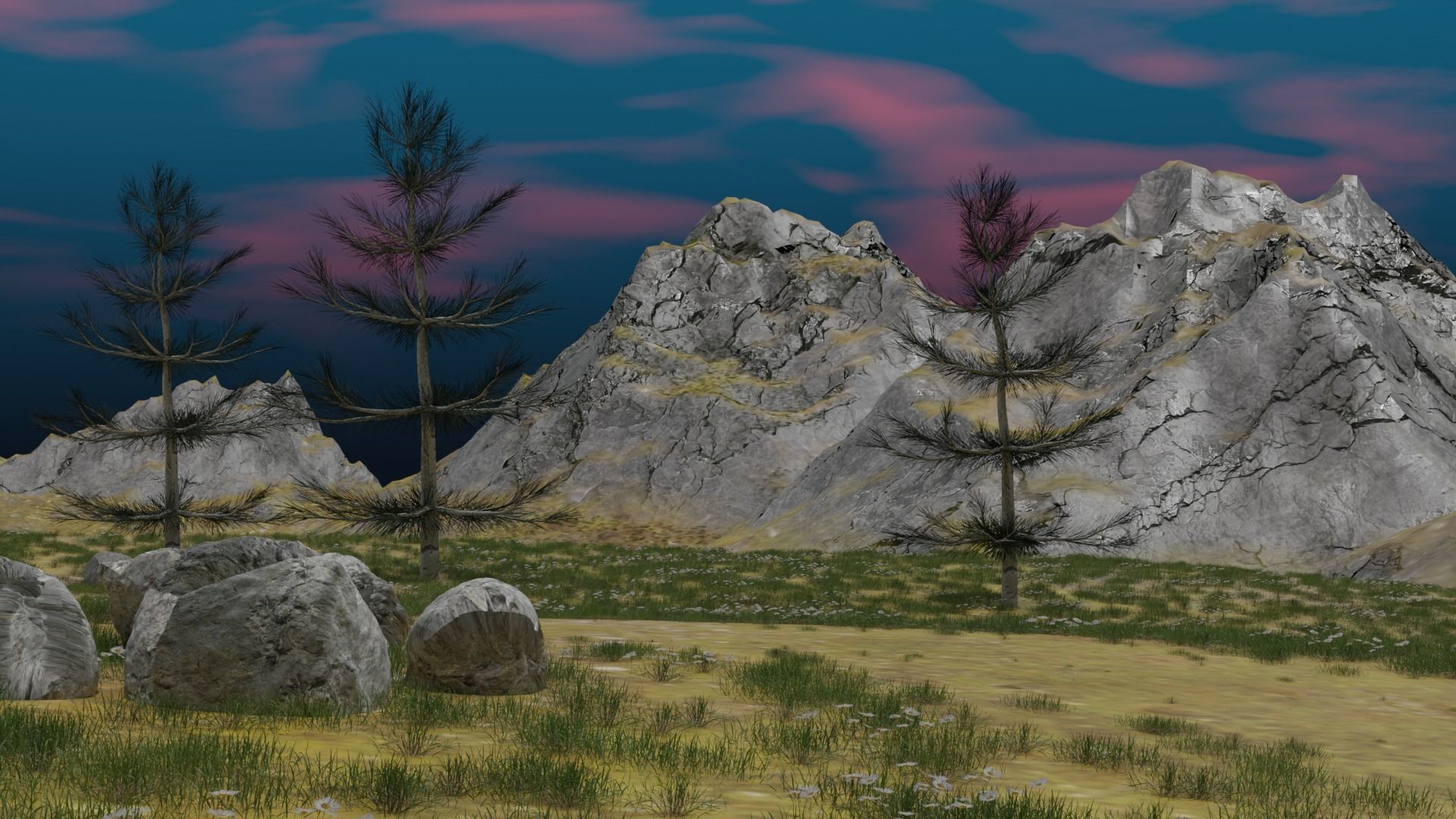 Summer Mountain view Textures Low-poly 3D model Low-poly 3D model_4