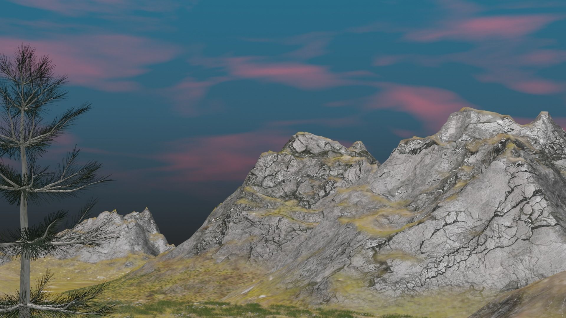 Summer Mountain view Textures Low-poly 3D model Low-poly 3D model_9