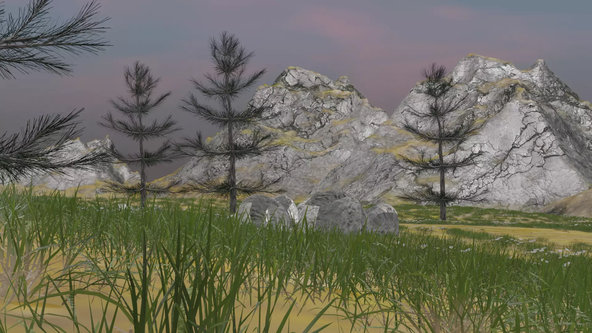 Summer Mountain view Textures Low-poly 3D model Low-poly 3D model_0