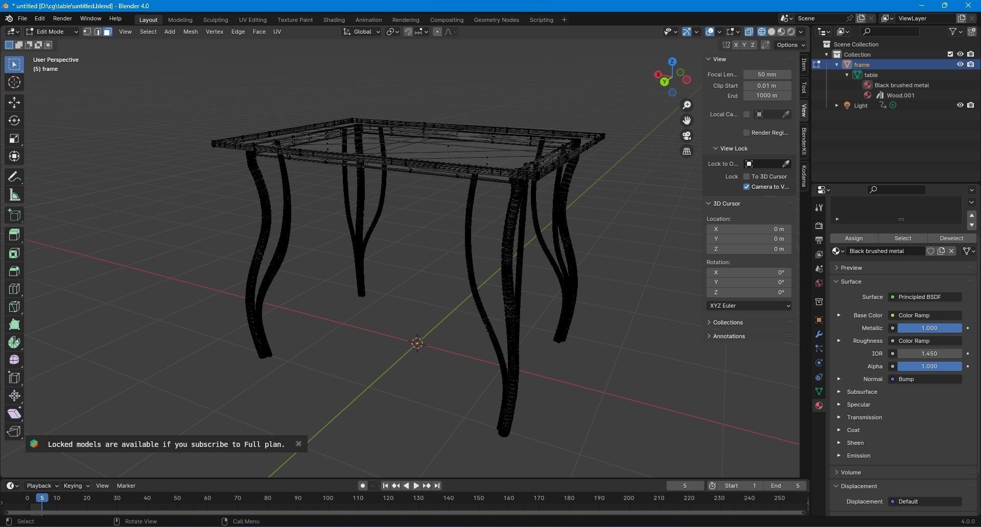 Classic table Free 3D model_6