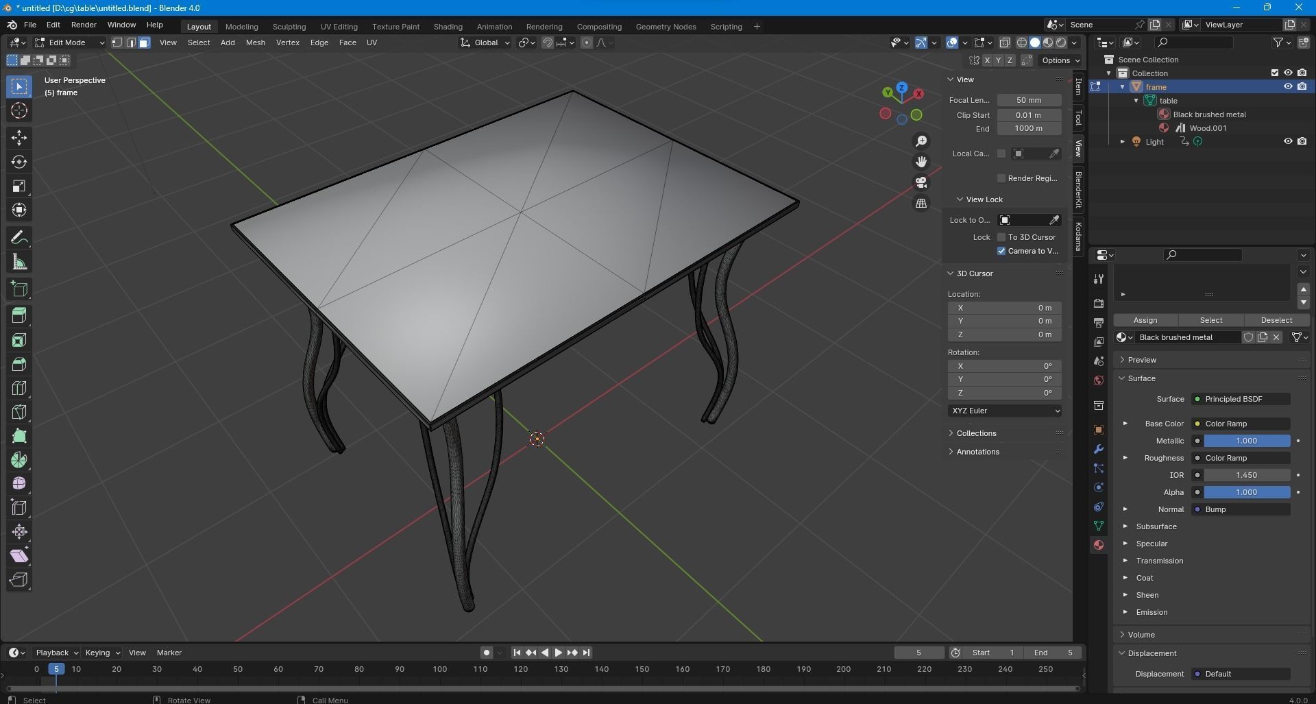 Classic table Free 3D model_5