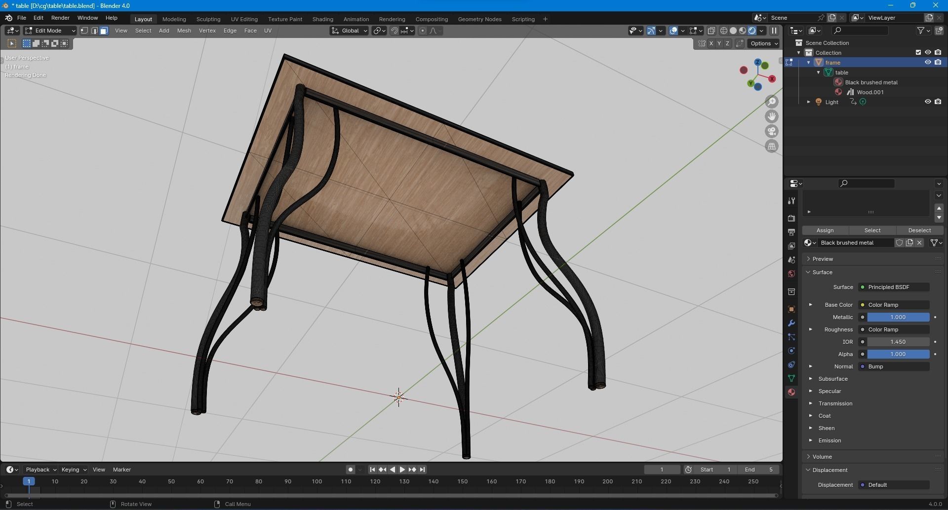 Classic table Free 3D model_8