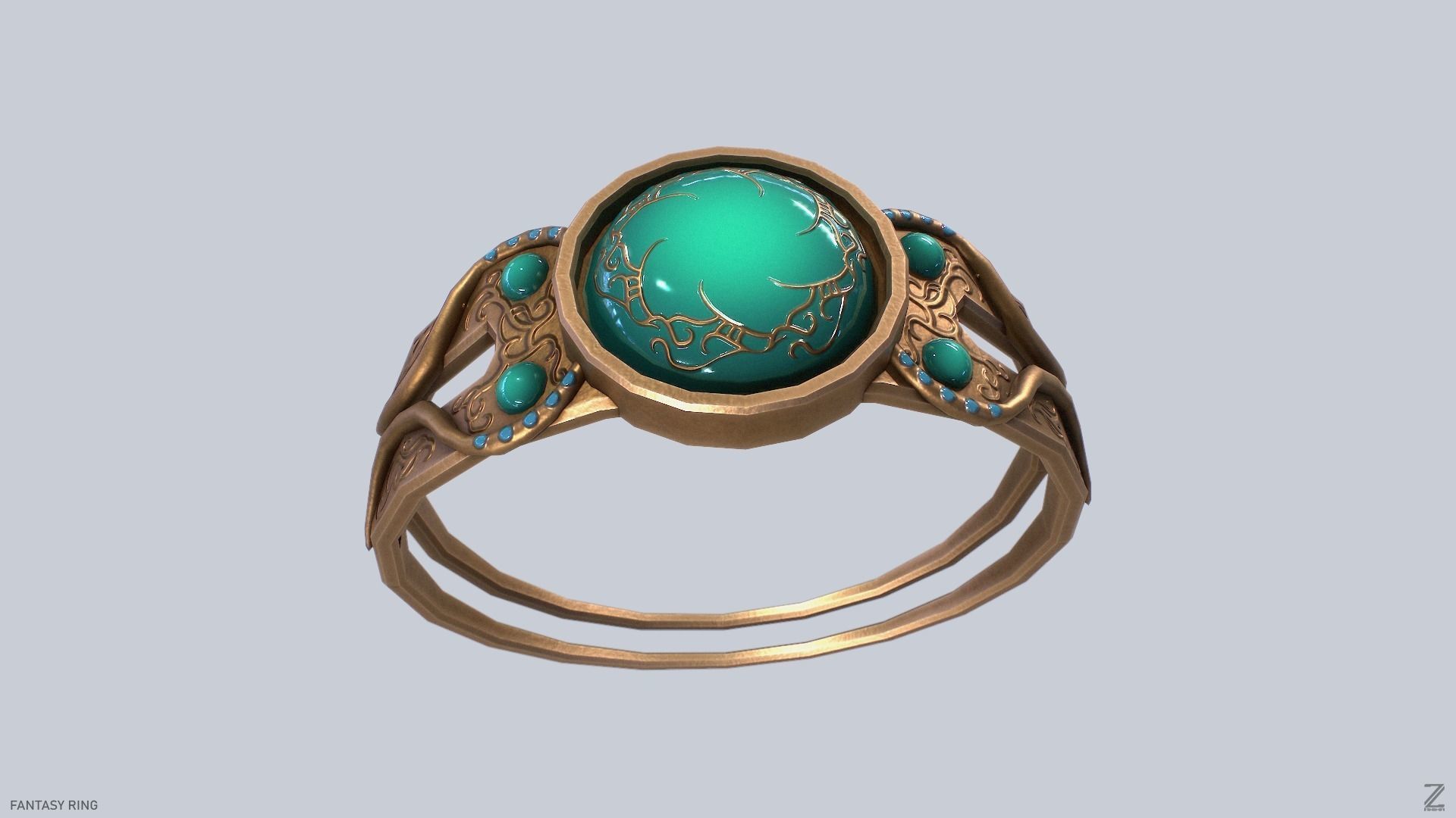 Fantasy ring Low-poly 3D model_8