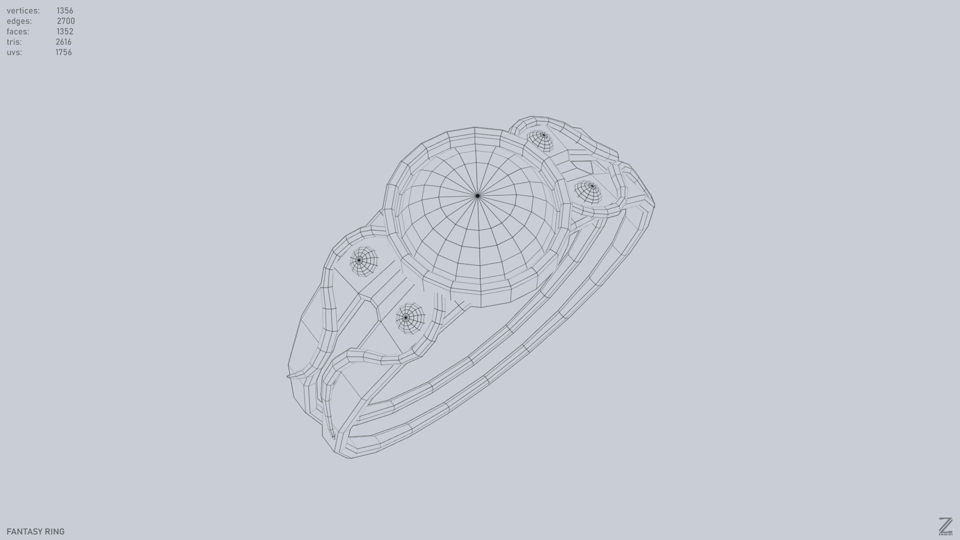 Fantasy ring Low-poly 3D model_15