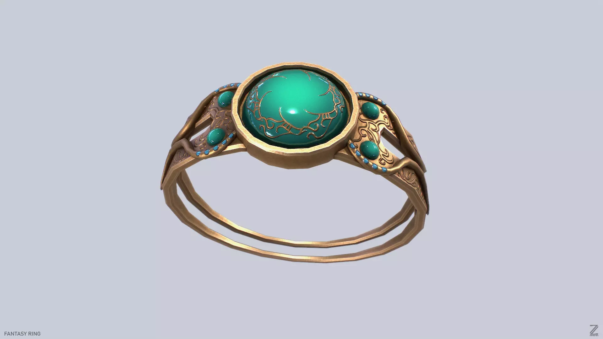 Fantasy ring Low-poly 3D model_0