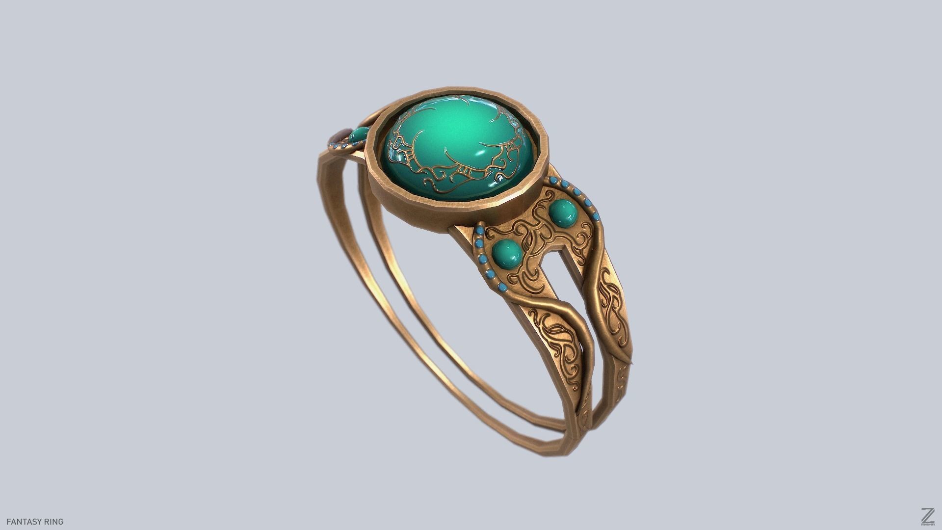 Fantasy ring Low-poly 3D model_2