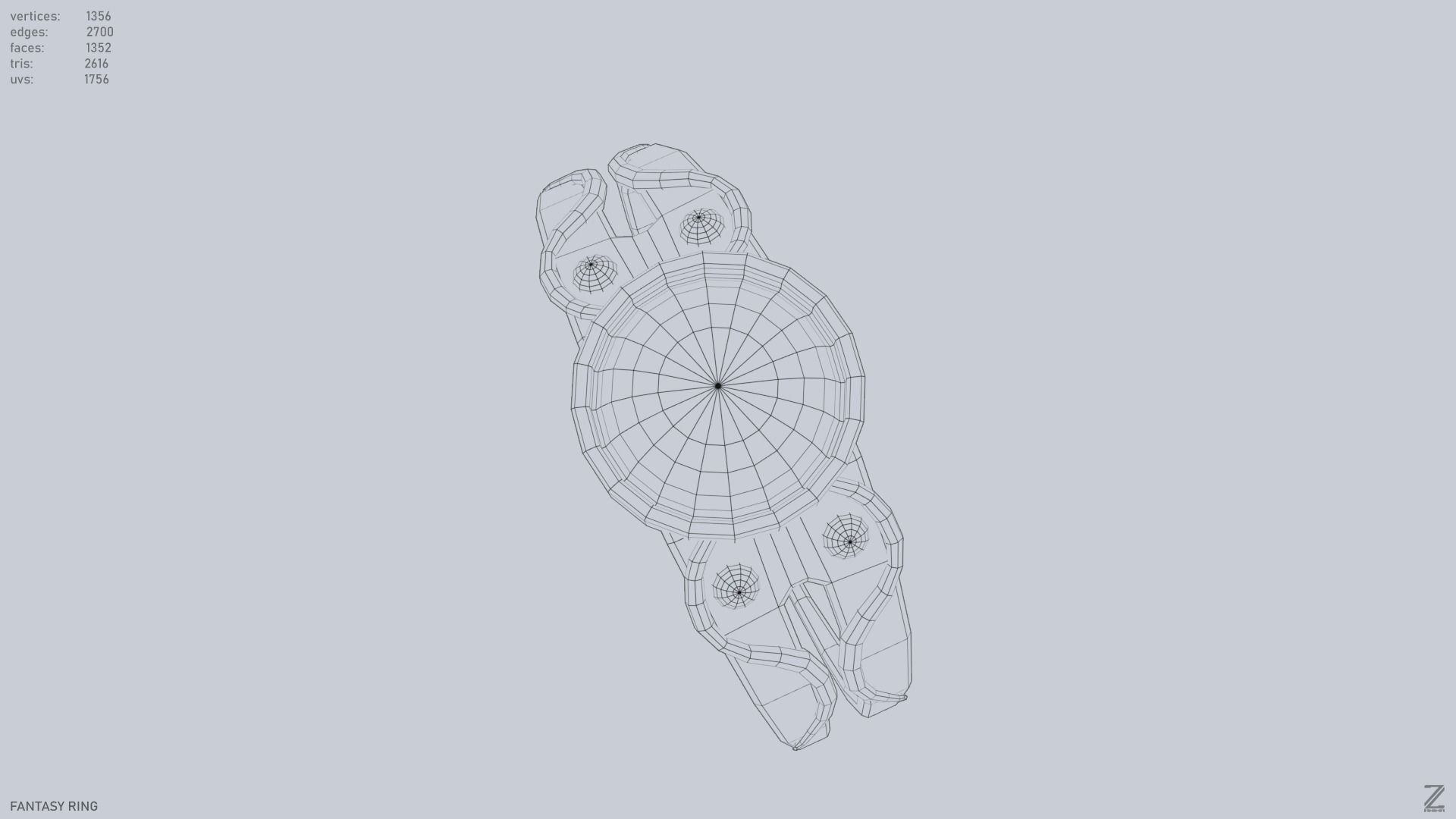 Fantasy ring Low-poly 3D model_11