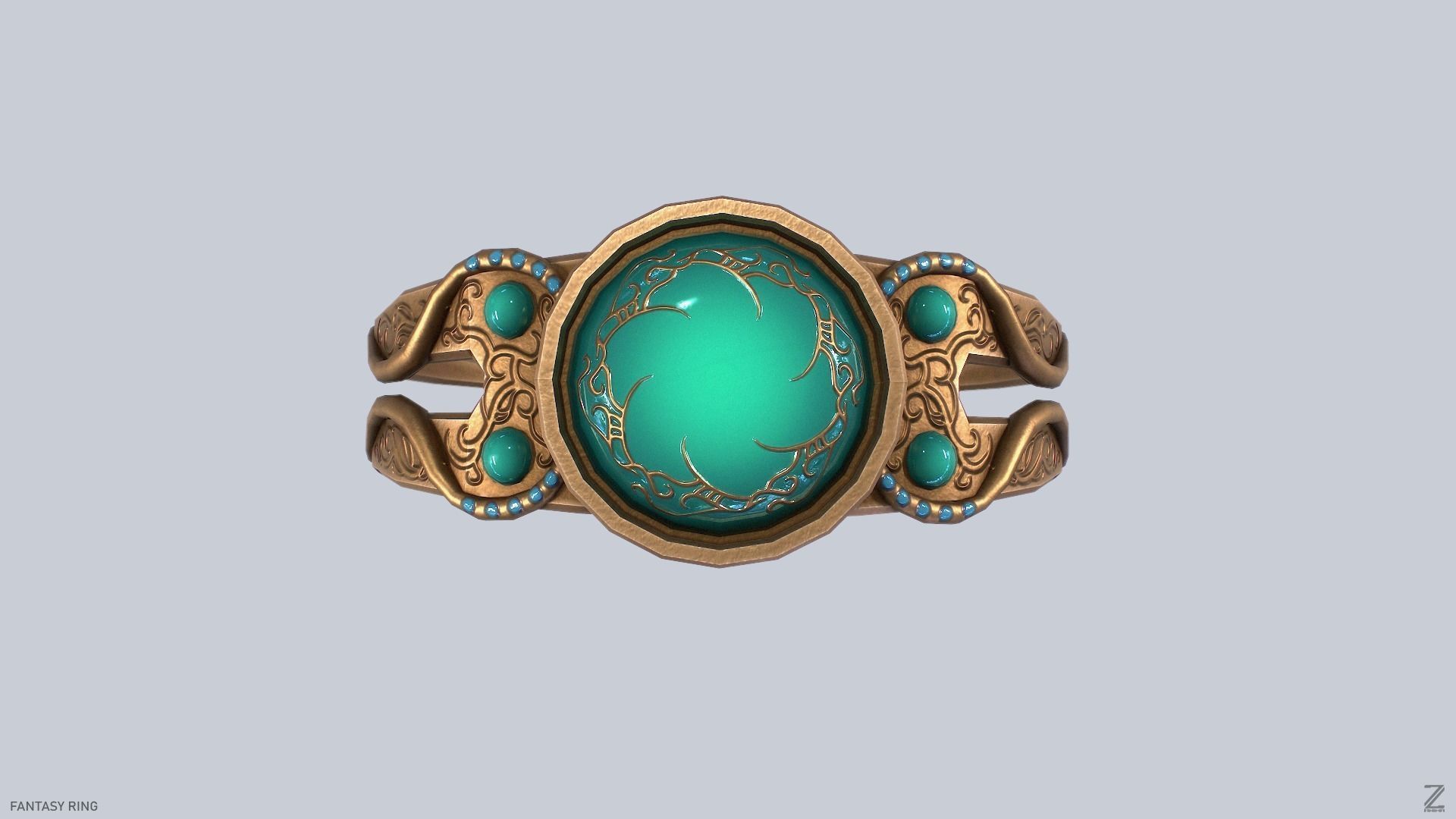 Fantasy ring Low-poly 3D model_4