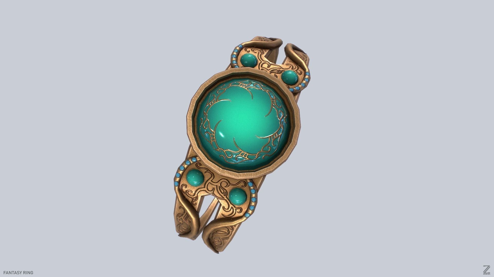 Fantasy ring Low-poly 3D model_5