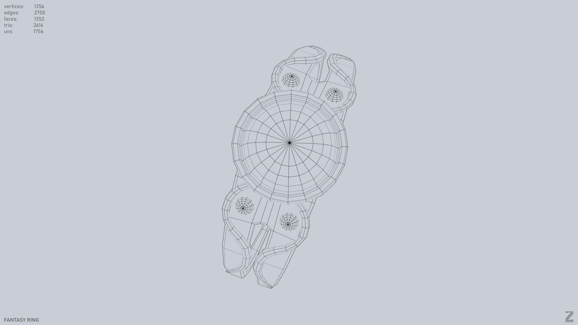 Fantasy ring Low-poly 3D model_14