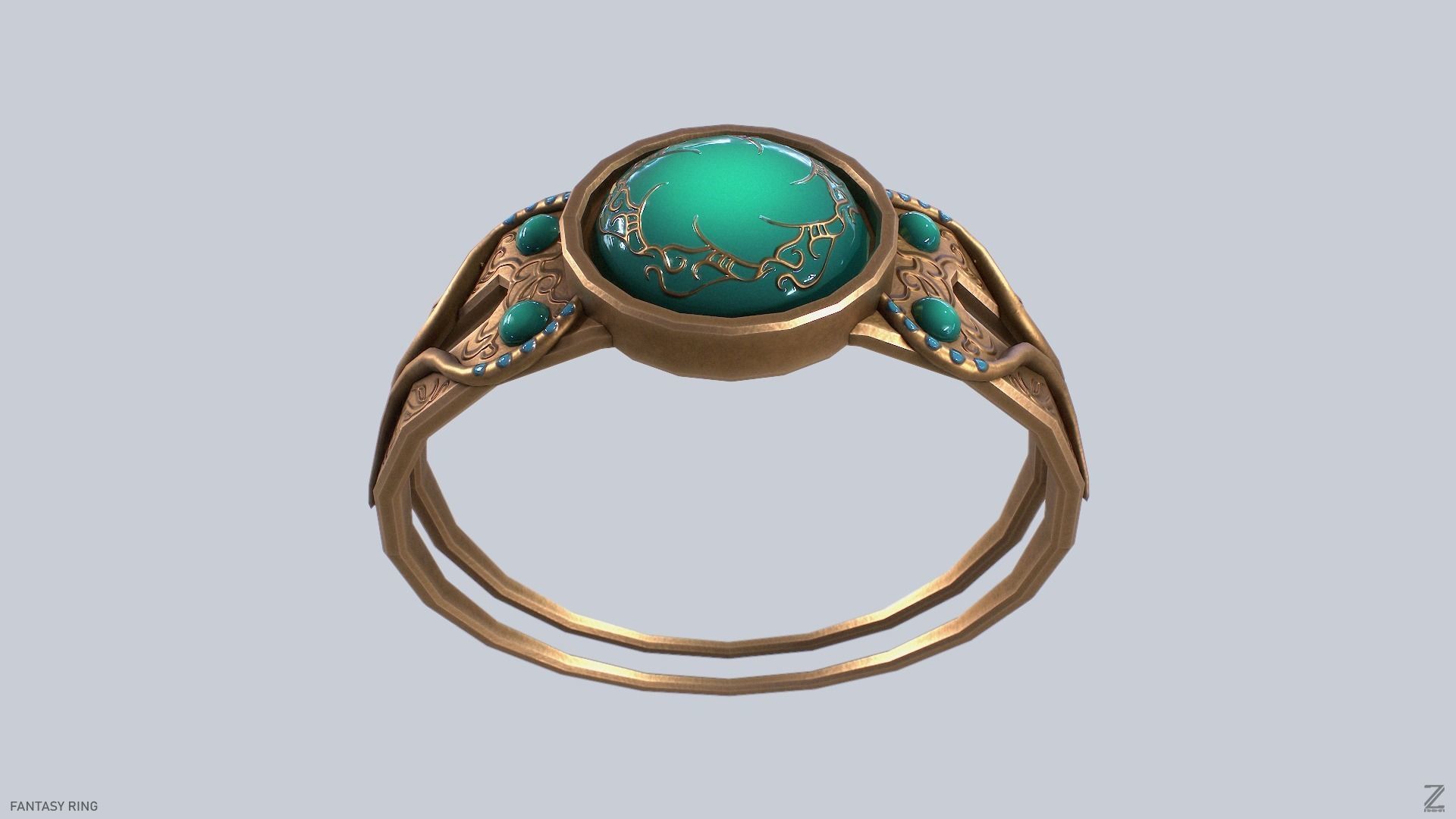 Fantasy ring Low-poly 3D model_6