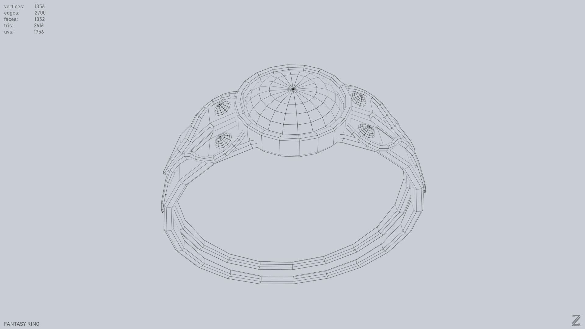 Fantasy ring Low-poly 3D model_10