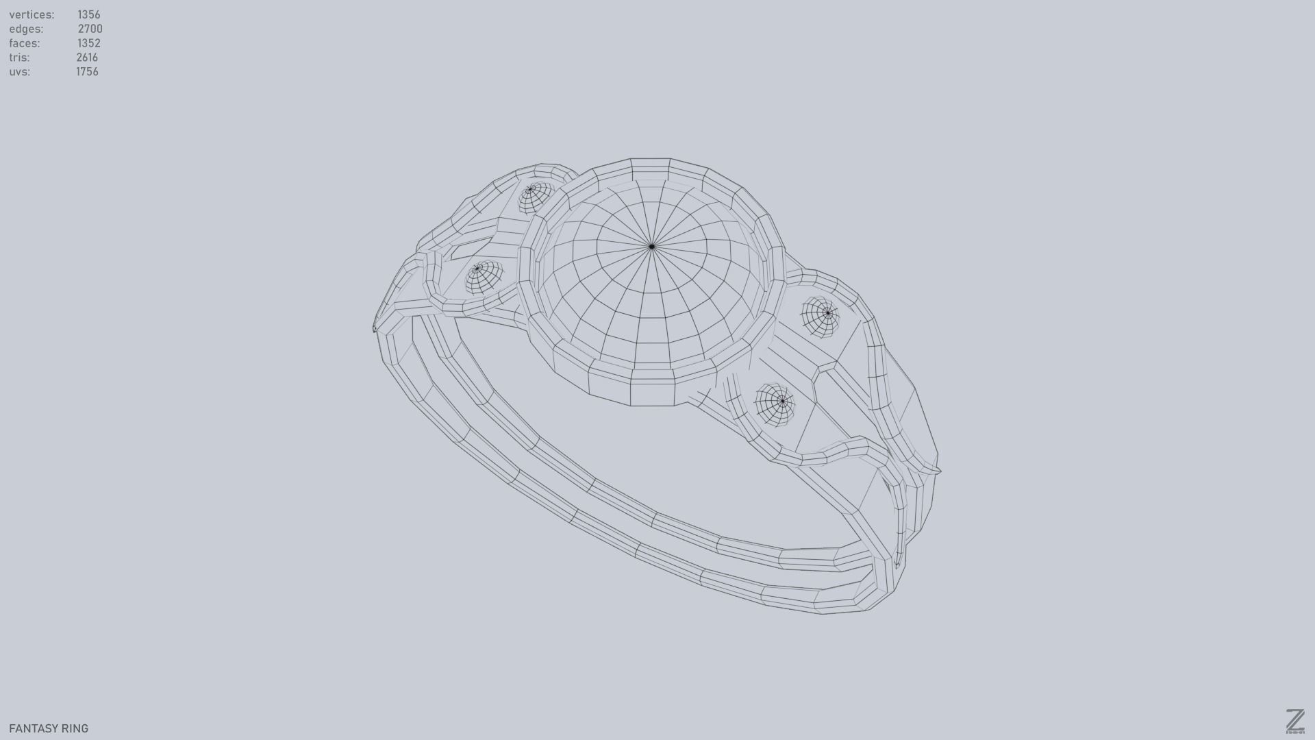 Fantasy ring Low-poly 3D model_9