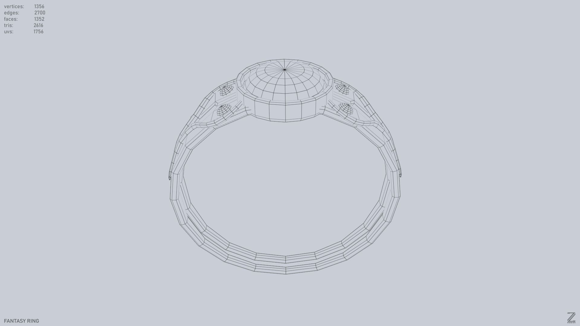 Fantasy ring Low-poly 3D model_12