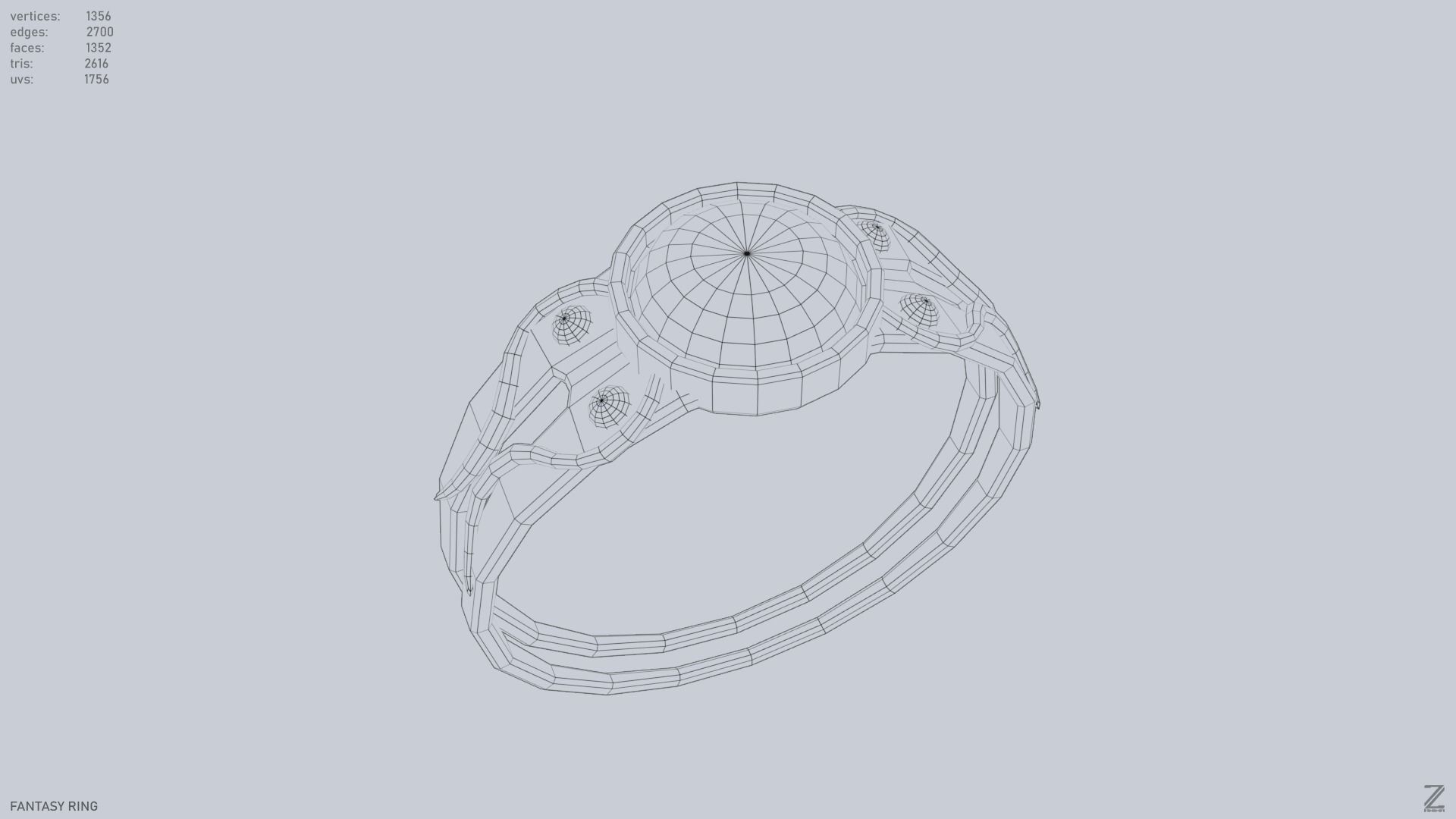 Fantasy ring Low-poly 3D model_13