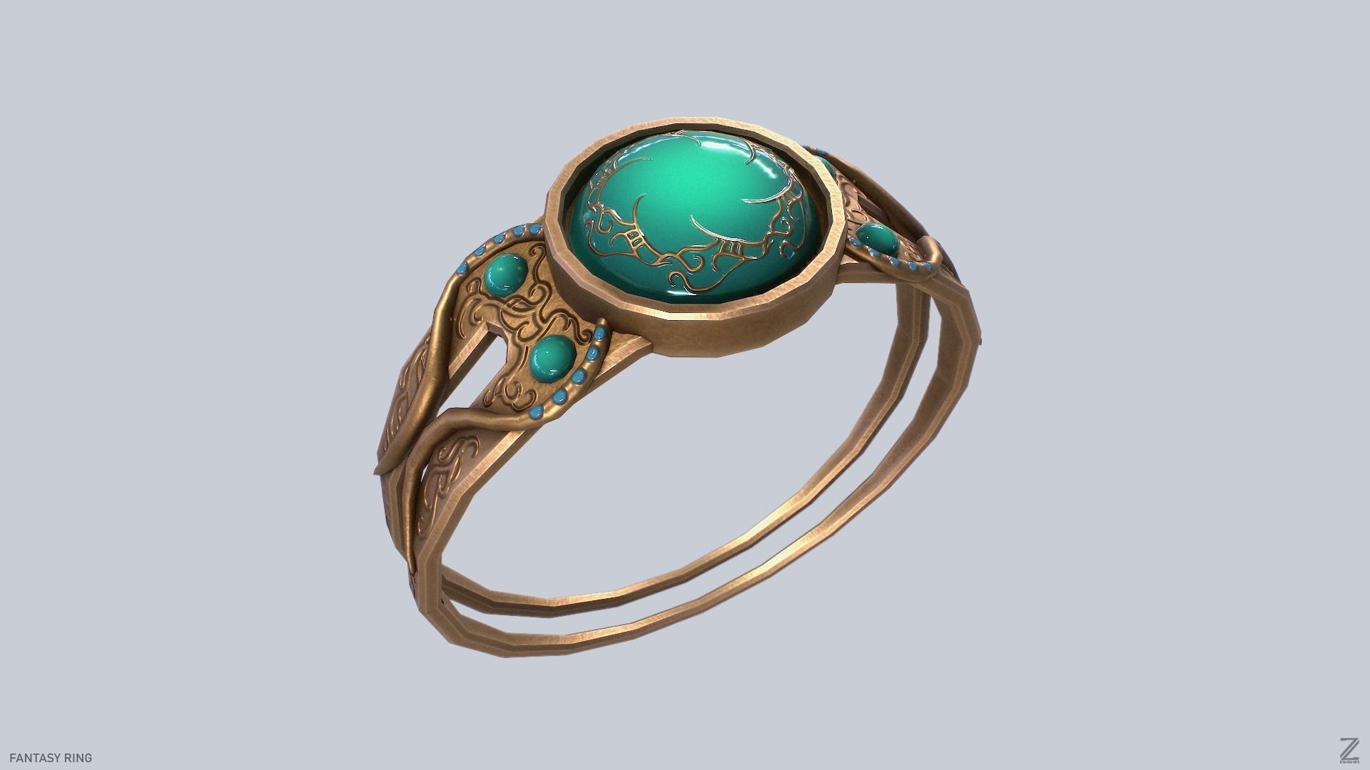 Fantasy ring Low-poly 3D model_7