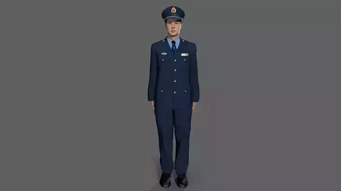 asian soldier Low-poly 3D model