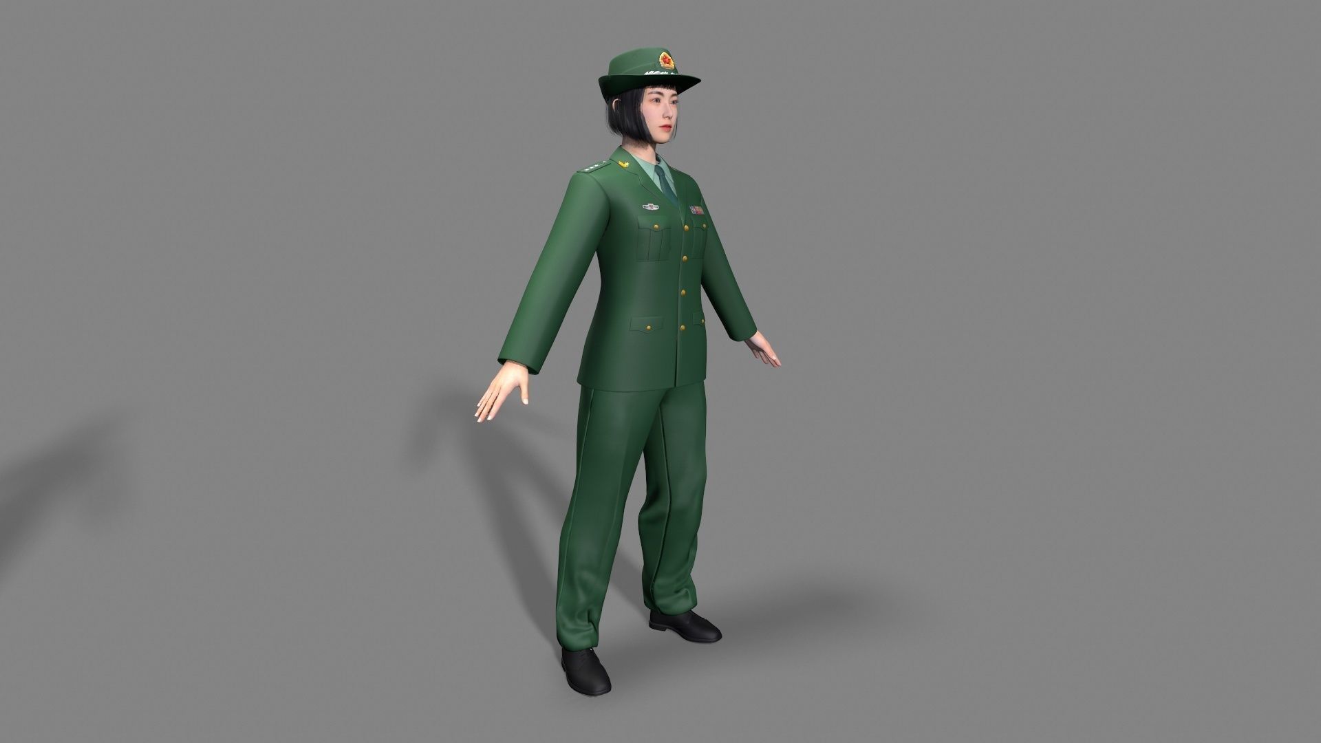 enlisted Woman soldier Low-poly 3D model_6