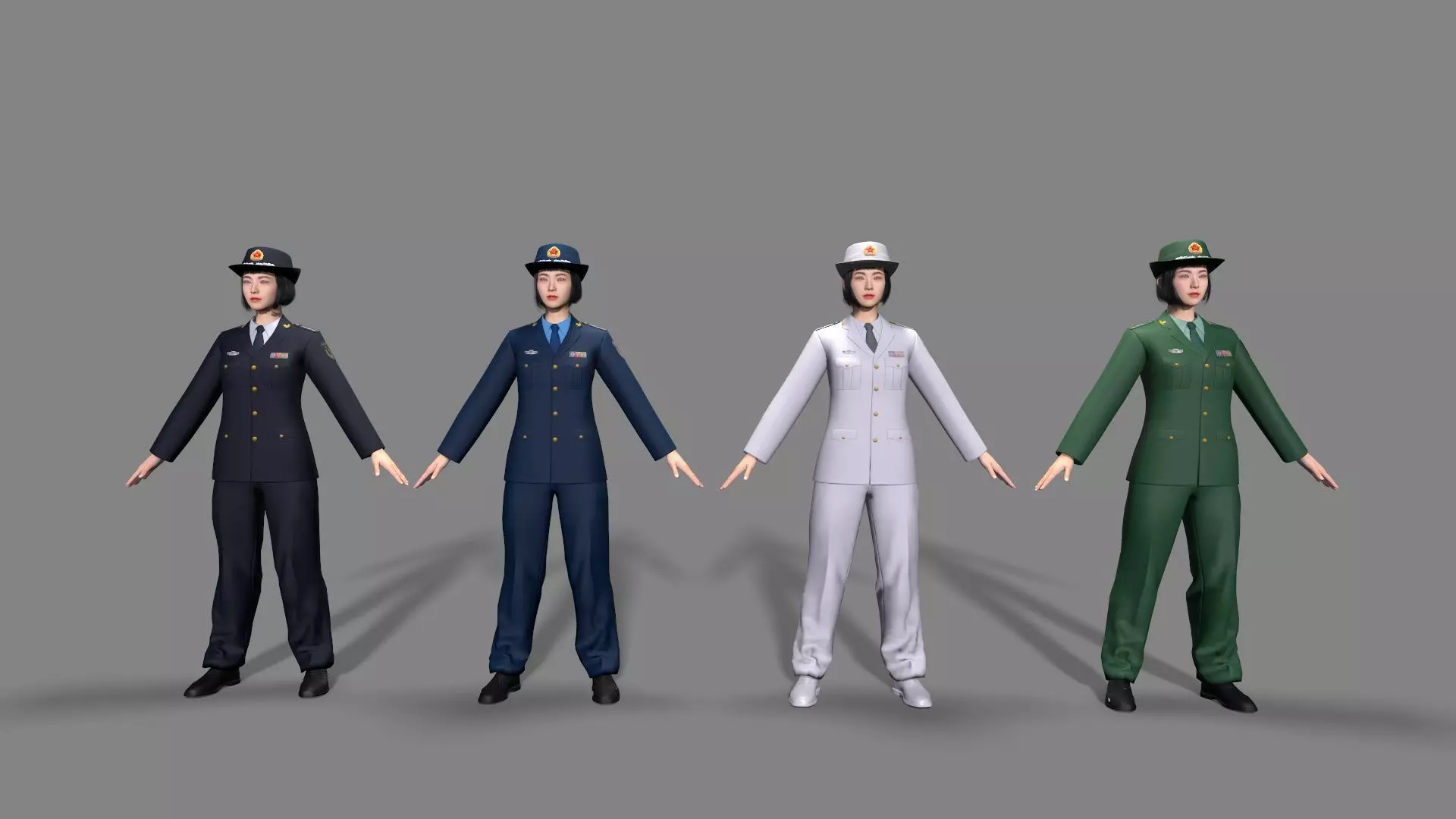 enlisted Woman soldier Low-poly 3D model_0