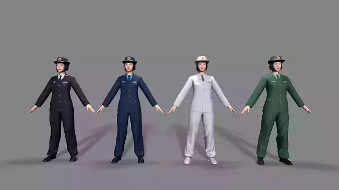 enlisted Woman soldier Low-poly 3D model