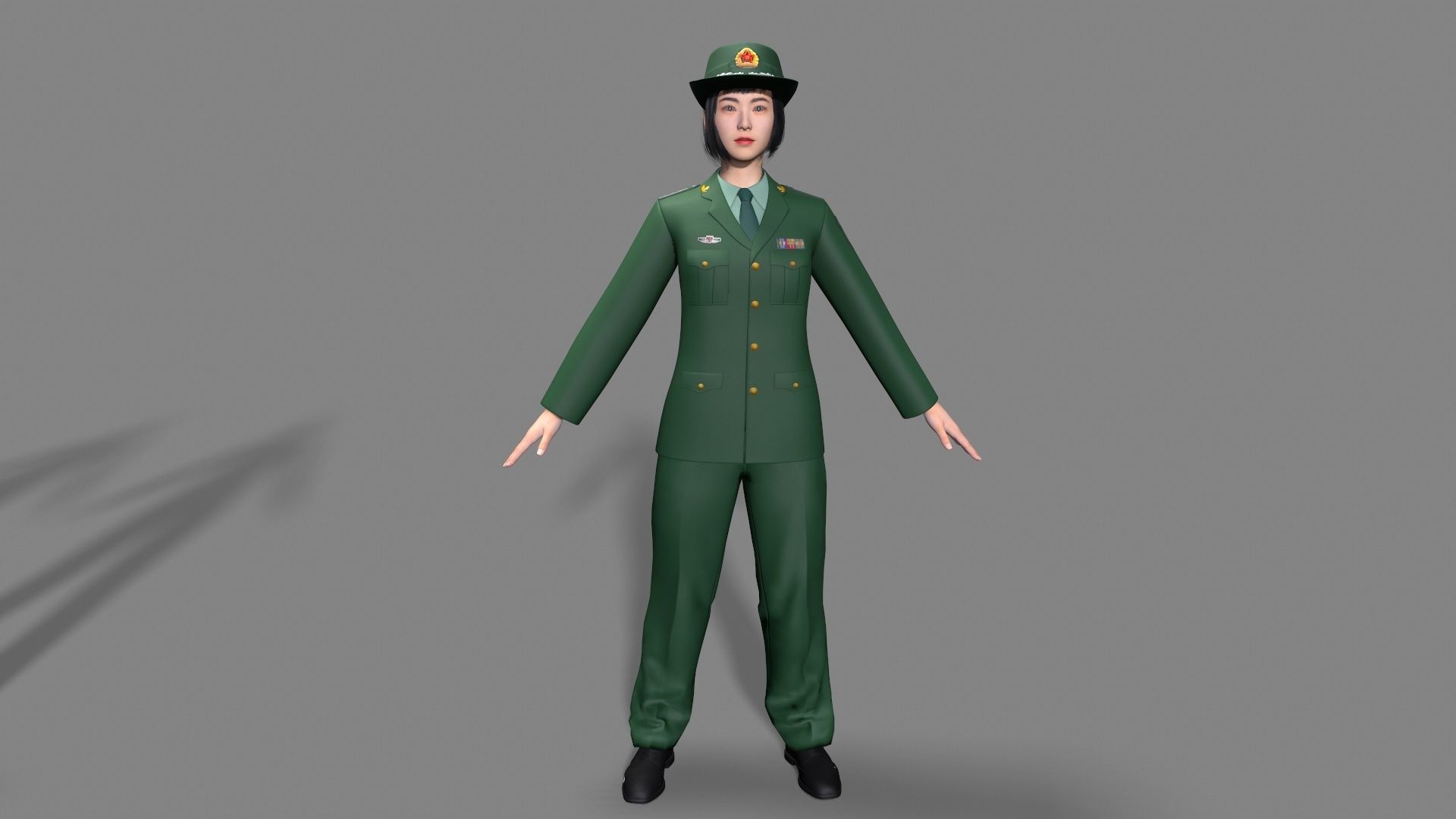 enlisted Woman soldier Low-poly 3D model_4
