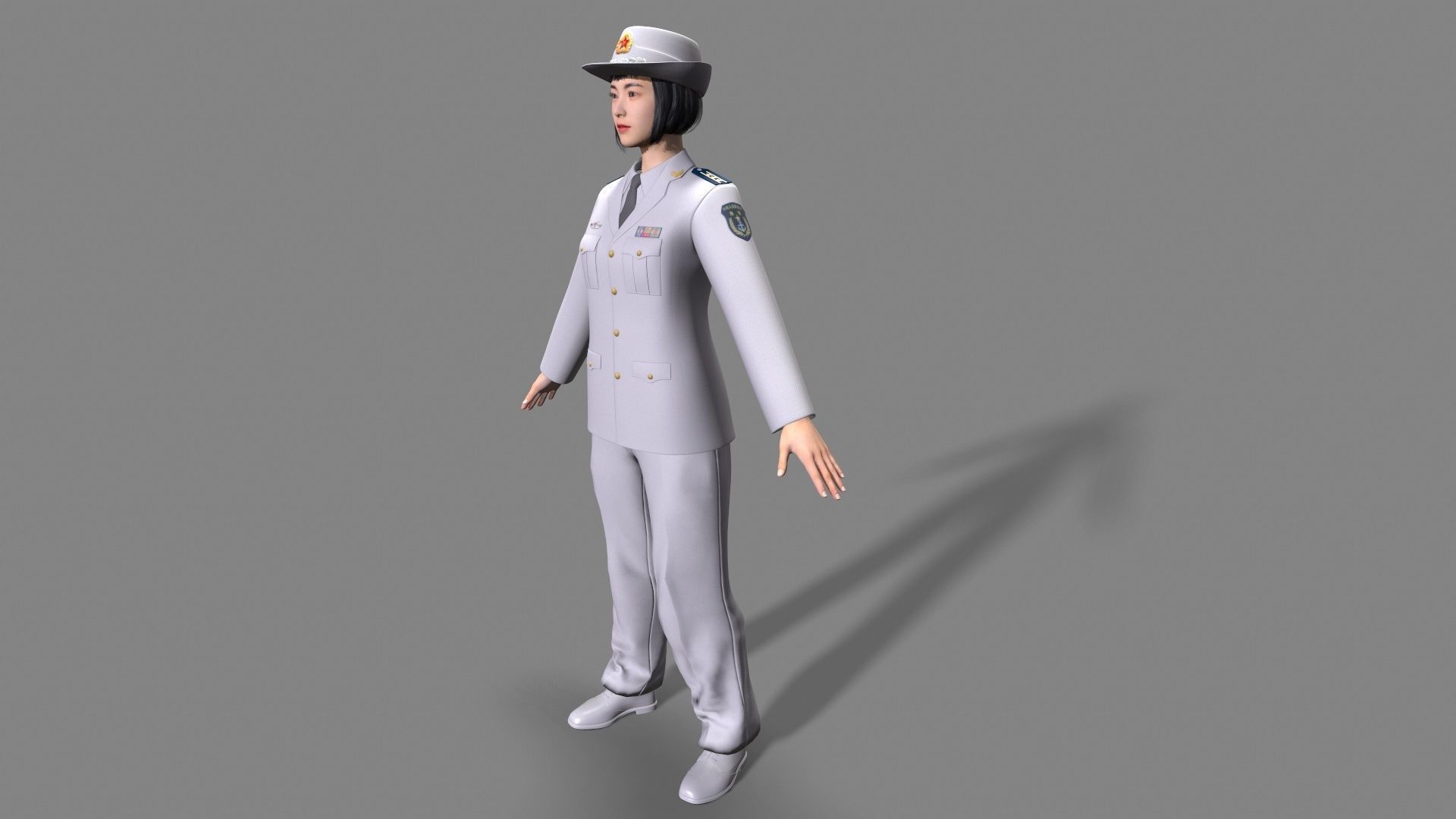 enlisted Woman soldier Low-poly 3D model_8