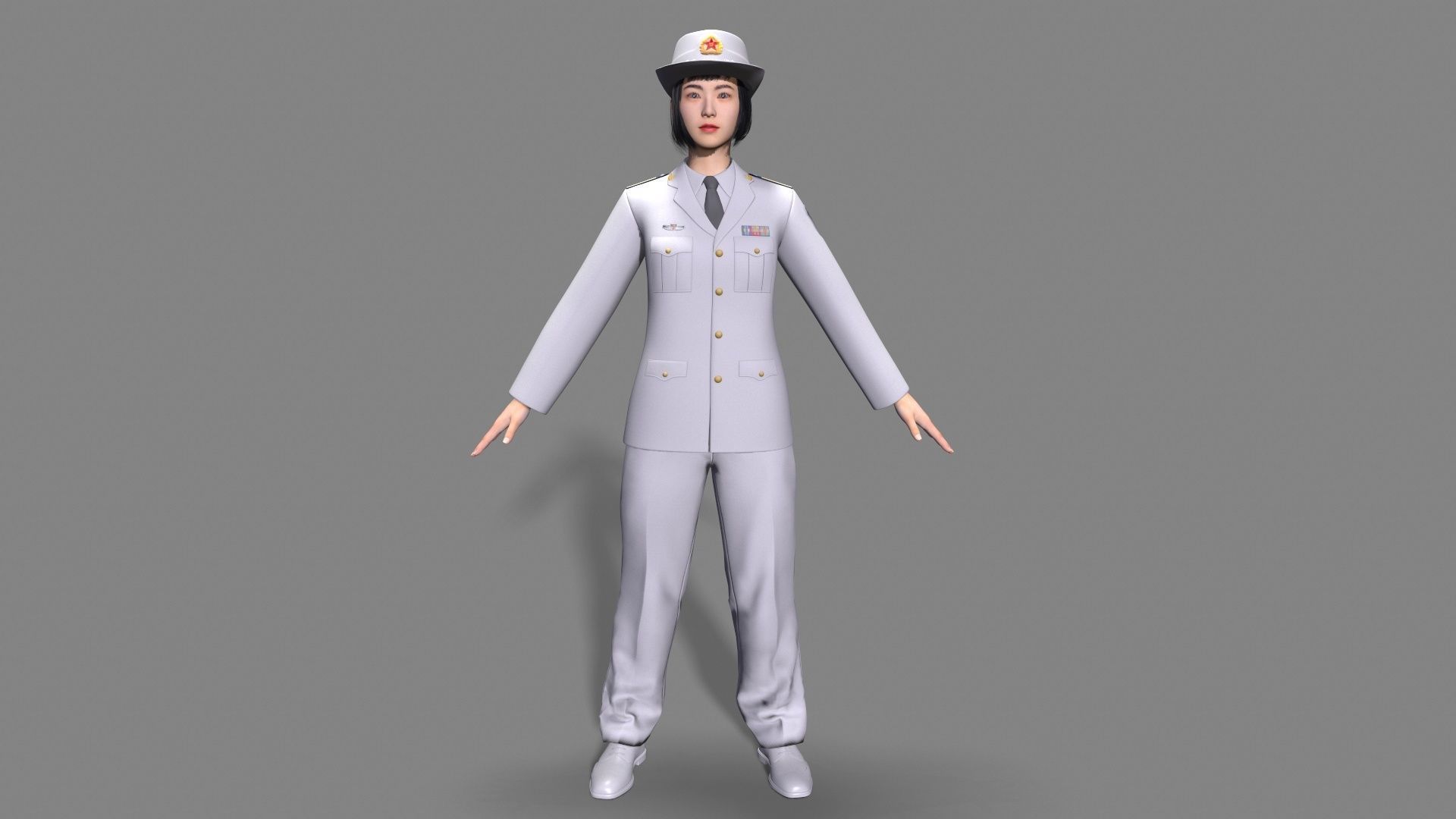 enlisted Woman soldier Low-poly 3D model_7