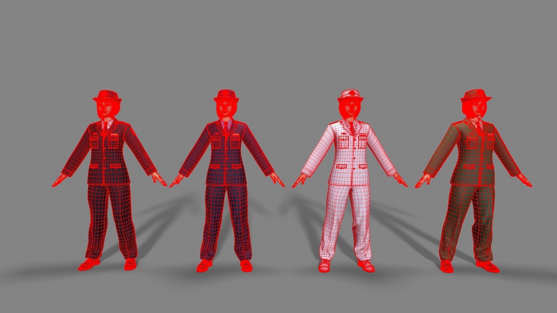 enlisted Woman soldier Low-poly 3D model_13