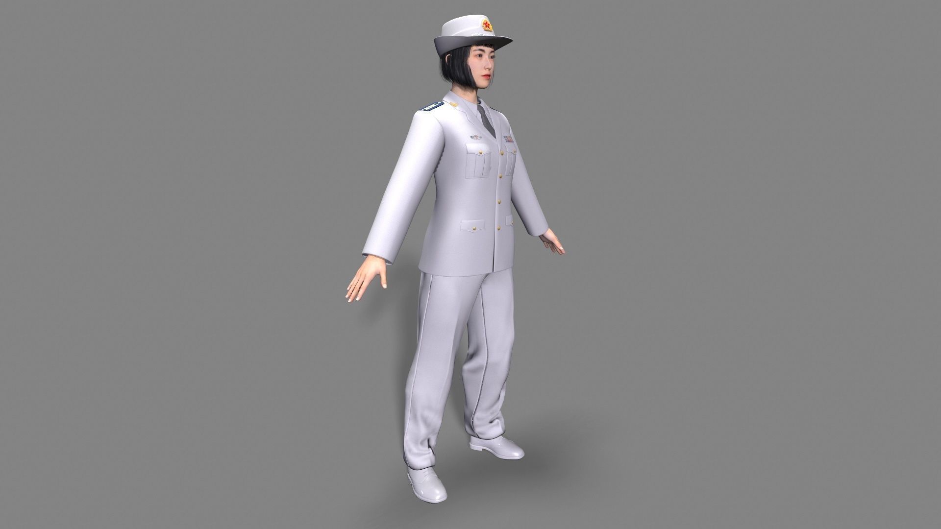 enlisted Woman soldier Low-poly 3D model_9