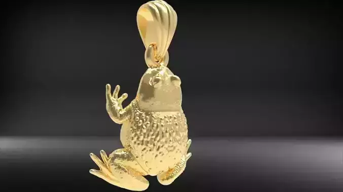 3D Frog Textured Pendant Necklace Charm Jewelry