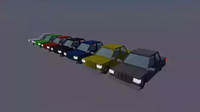Maia Seven Low Poly Cars with Six Seats  