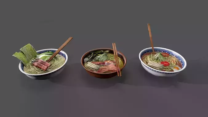 egg noodles  Low-poly 3D model
