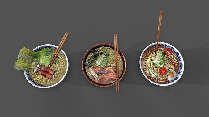 egg noodles  Low-poly 3D model 2