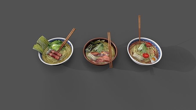 egg noodles  Low-poly 3D model 7