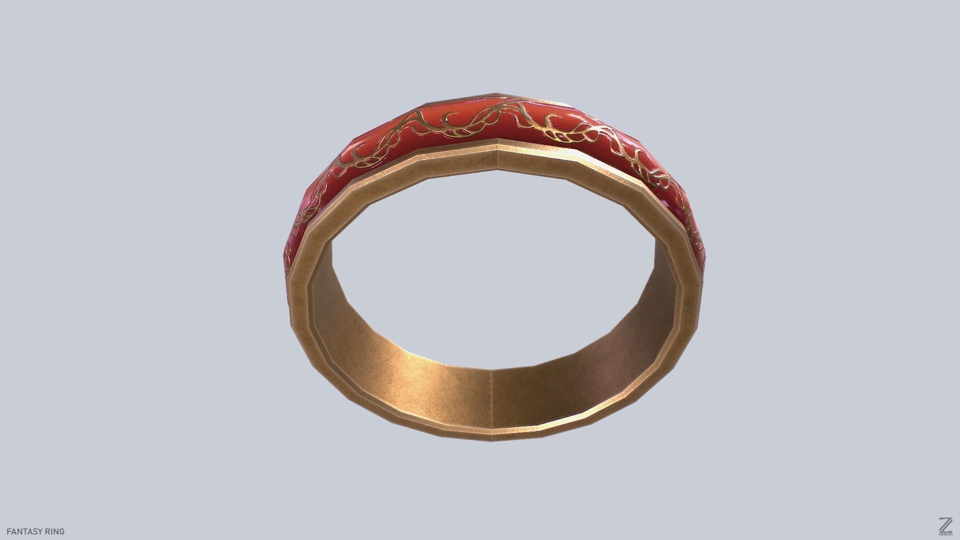Fantasy ring Low-poly 3D model_6