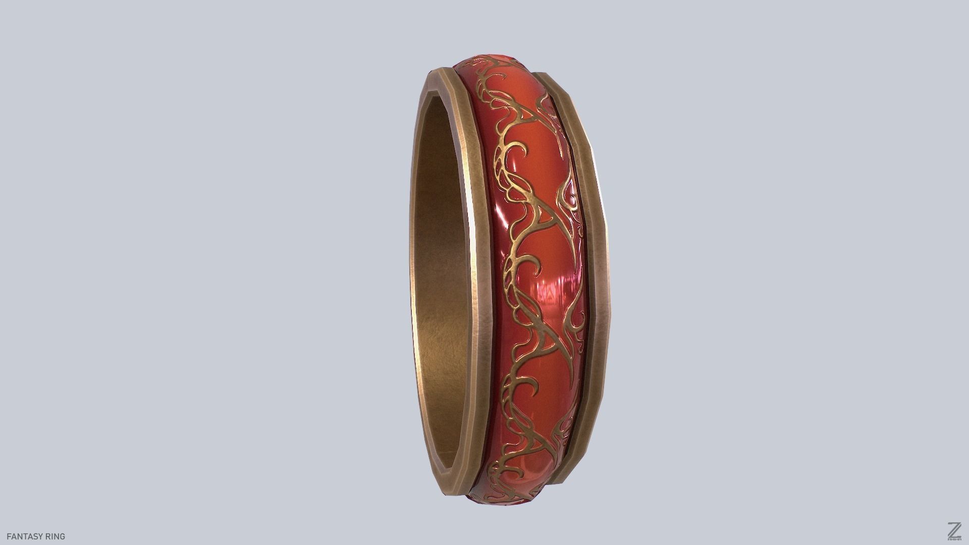 Fantasy ring Low-poly 3D model_7