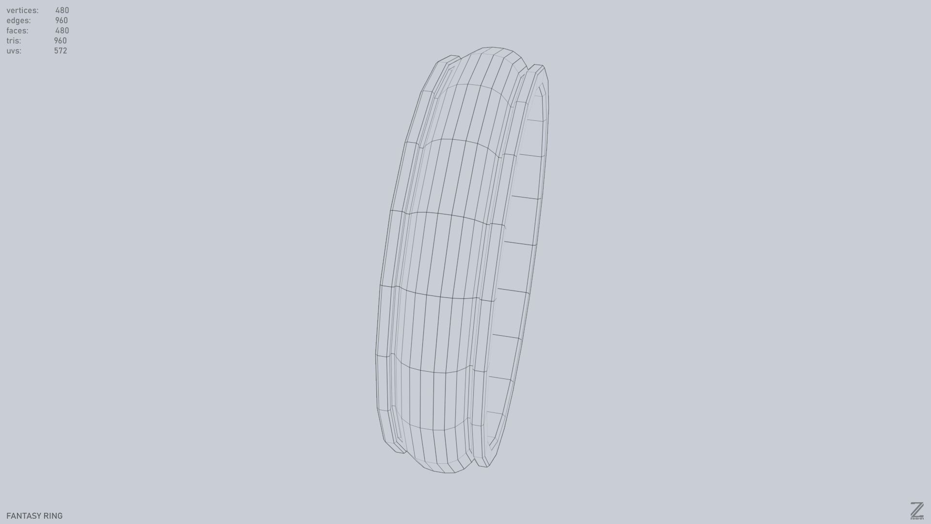 Fantasy ring Low-poly 3D model_12