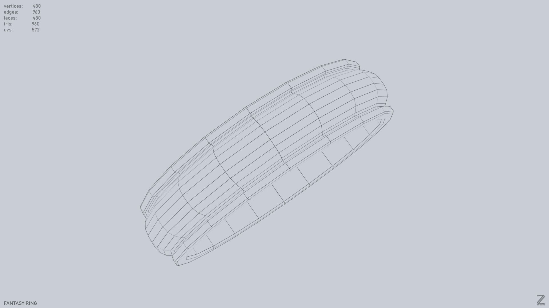 Fantasy ring Low-poly 3D model_10