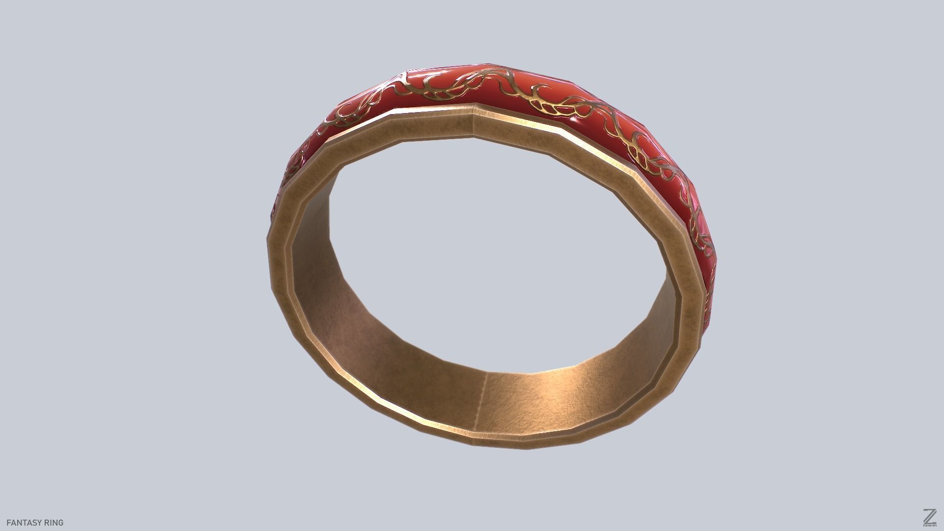 Fantasy ring Low-poly 3D model_8