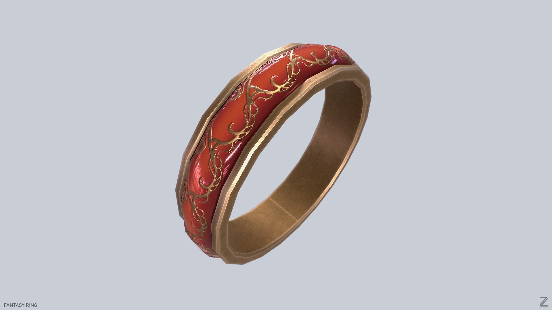Fantasy ring Low-poly 3D model_4