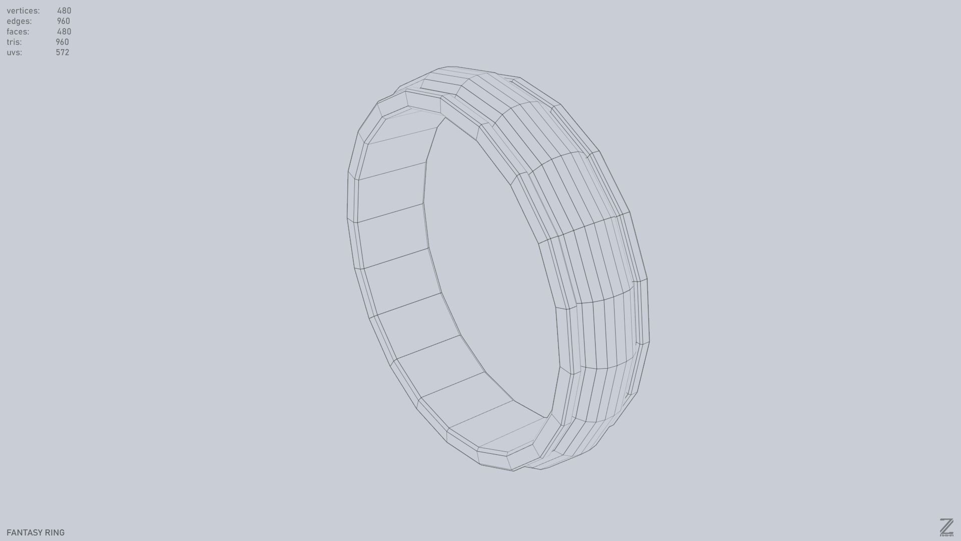 Fantasy ring Low-poly 3D model_13