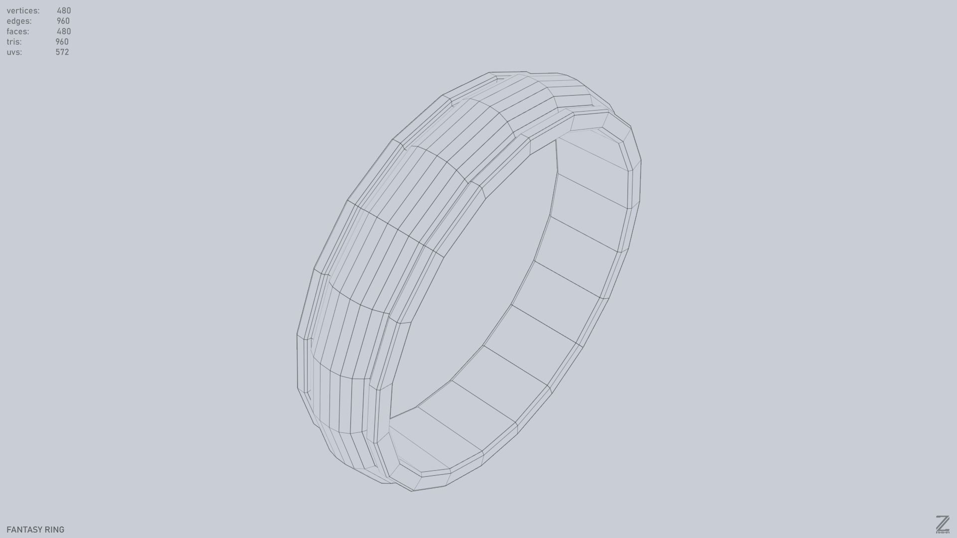 Fantasy ring Low-poly 3D model_11