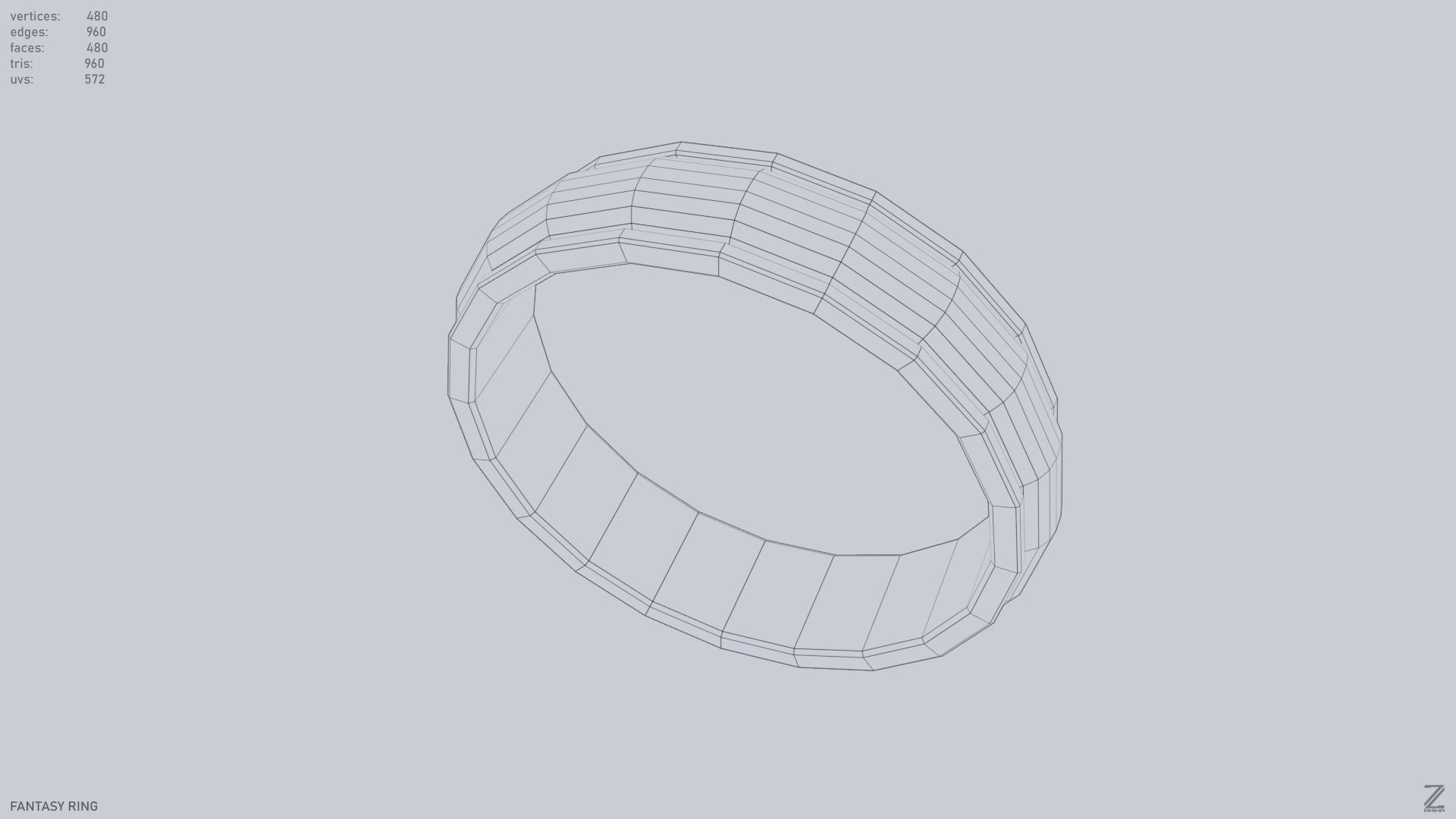Fantasy ring Low-poly 3D model_14