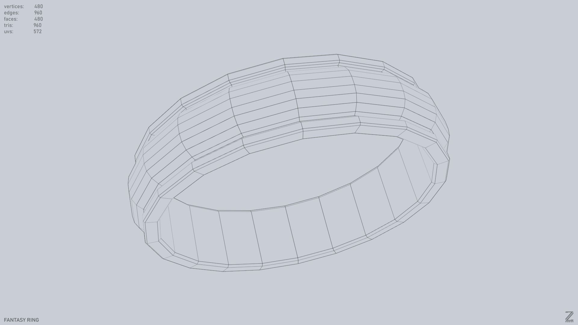 Fantasy ring Low-poly 3D model_9