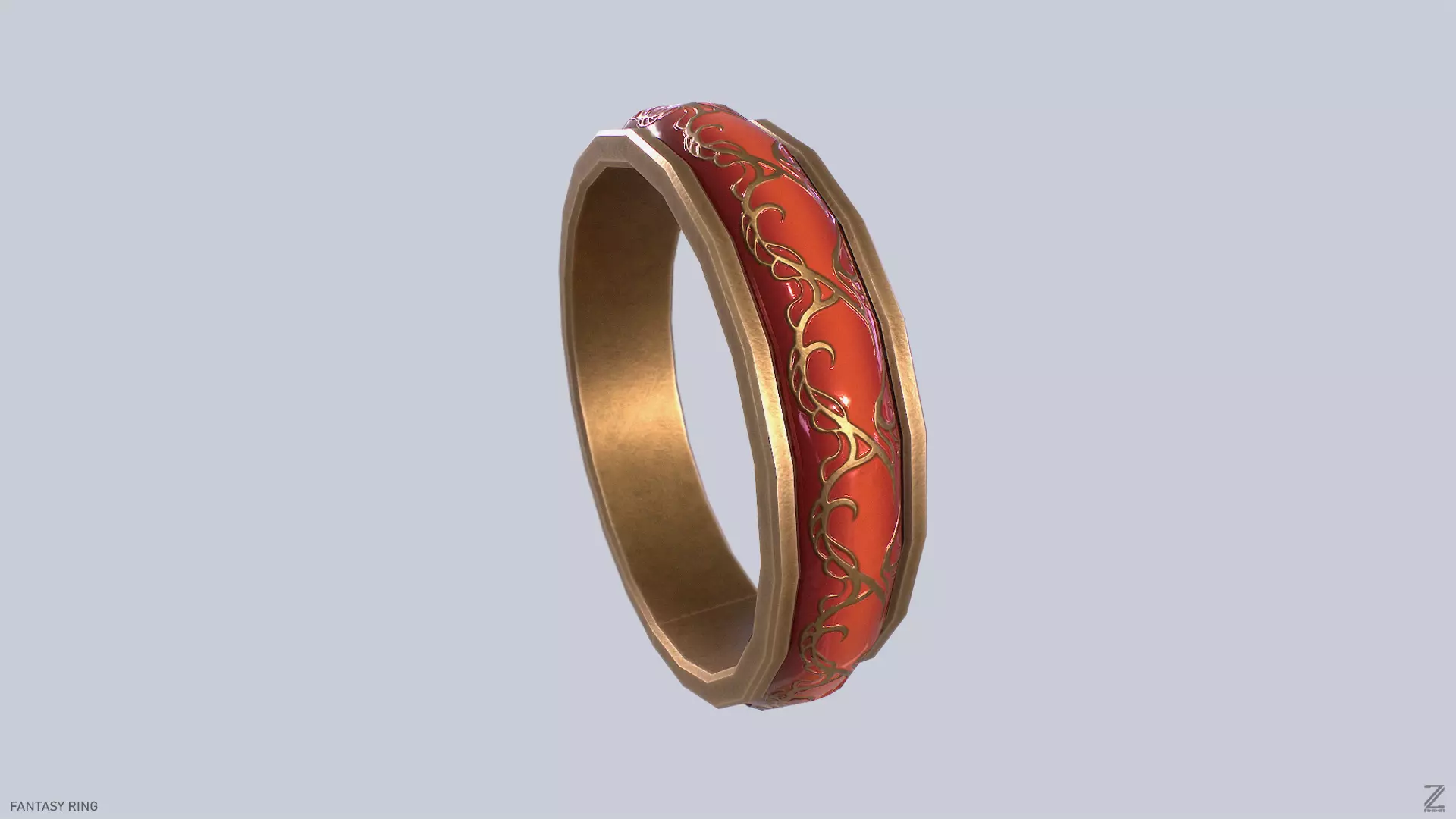 Fantasy ring Low-poly 3D model_0