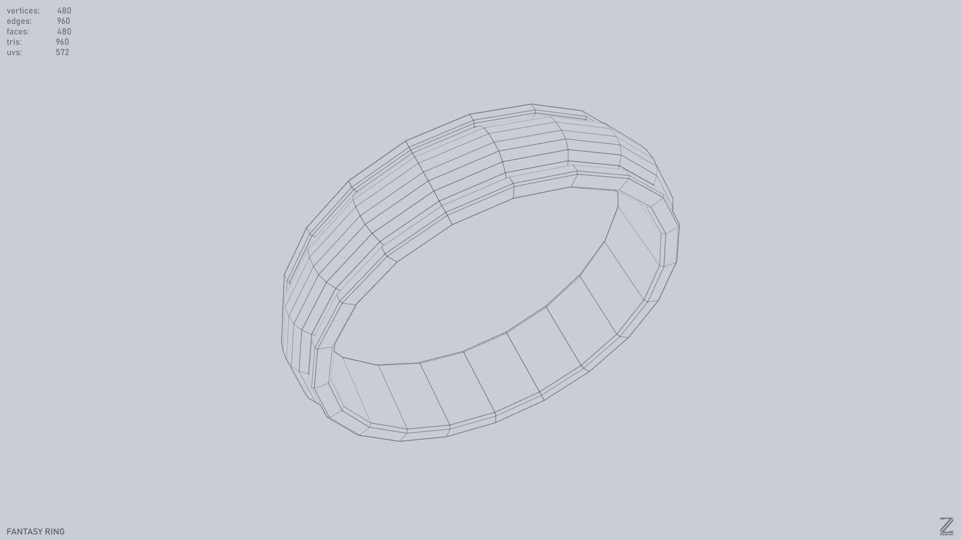 Fantasy ring Low-poly 3D model_15