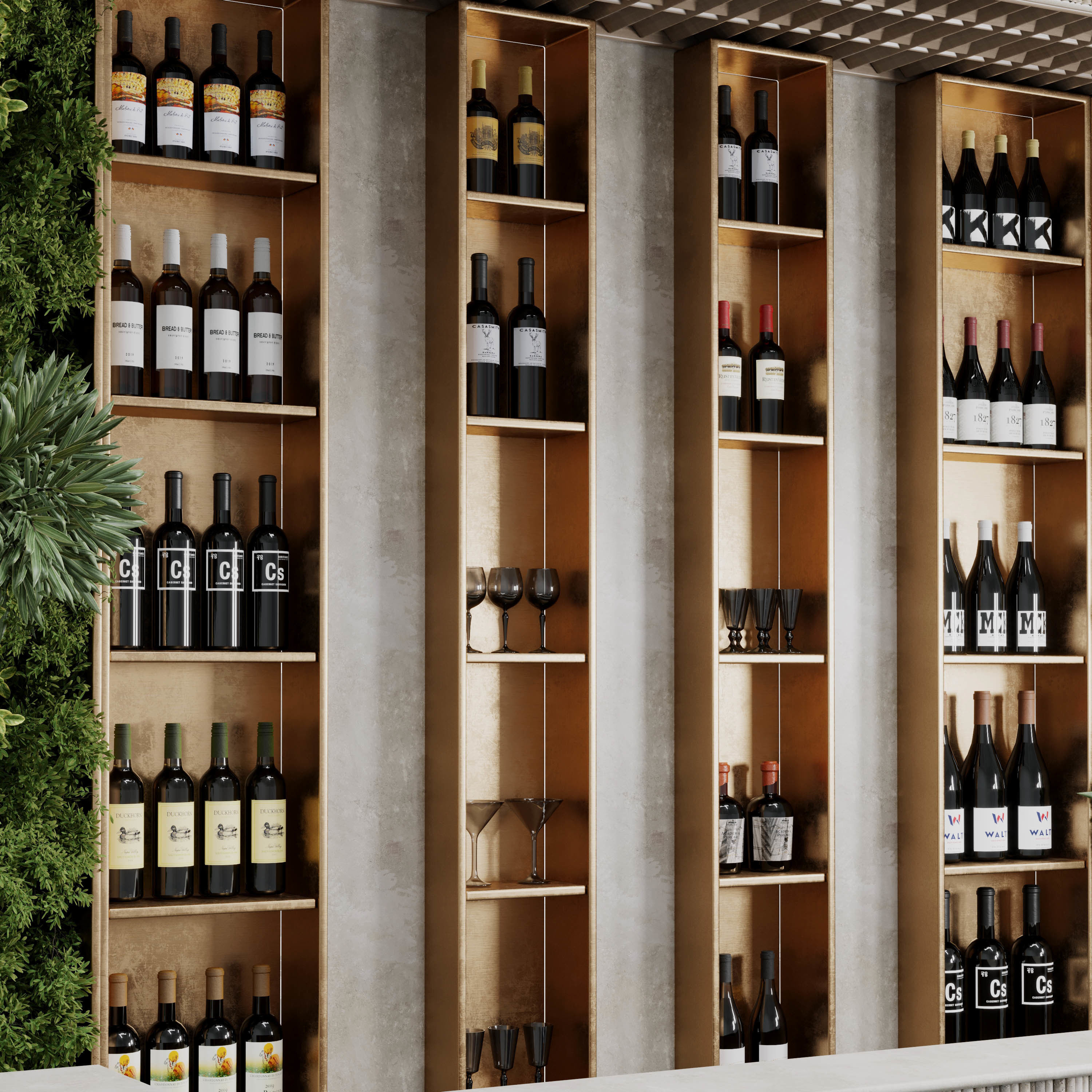 Reception Desk for Restaurant and Caffe with cabinet wine 09 3D model_4