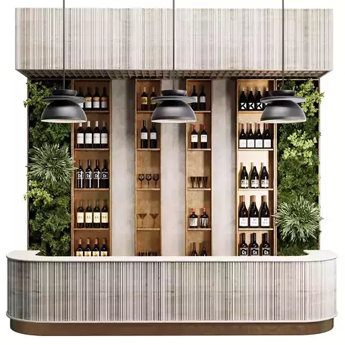 Reception Desk for Restaurant and Caffe with cabinet wine  09 3D model