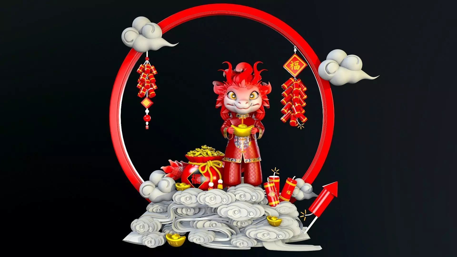 Little Dragons Low-poly 3D model